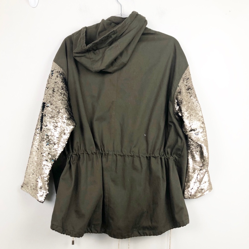 Zara Trafaluc Olive Sequined Utility Jacket - Picture 2 of 7